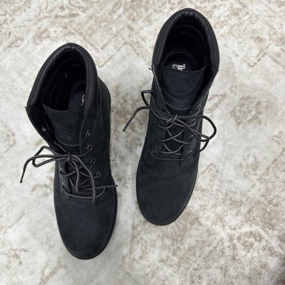 Timberland Earthkeepers Wedge Boots Womens Size 8 Black Leather Amston 8253A - Picture 9 of 13